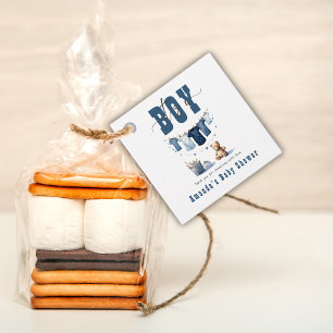 Boho Blue Clothesline Sweet its a Boy Baby Shower Gåvor Etiketter