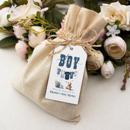 Boho Blue Clothesline Sweet its a Boy Baby Shower Presentetikett