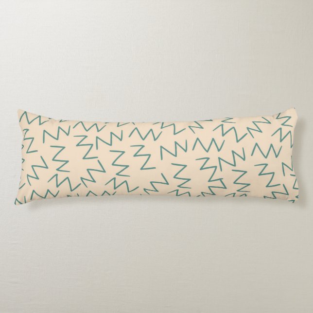 Boho Blue Cream Zig Zag Snyggt Kroppskudde (Framsidan)