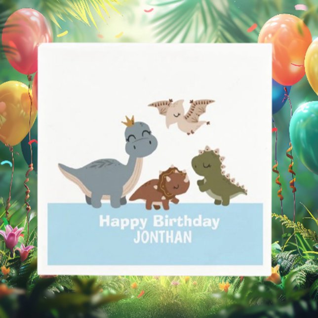 Boho Blue Dinosaur Party Pappersservett (hese charming napkins will wow your guests and elevate your decor. Grab yours now!)