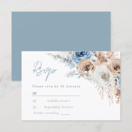 Boho Blue: Dusty Blue Bohemian Blommigt Bröllop OSA Kort