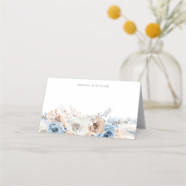 Boho Blue: Dusty Blue Bohemian Blommigt Bröllop Placeringskort