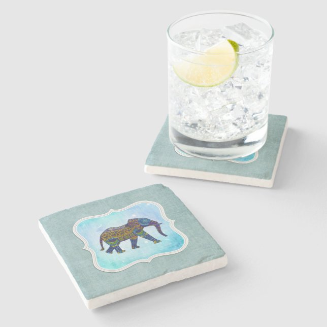 Boho Blue Elephant Stenunderlägg (Sidan)