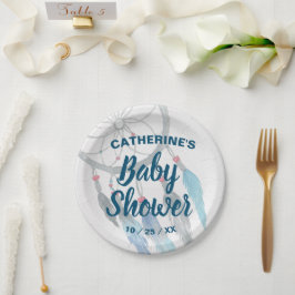 Boho Blue Feather Dreamcatcher Baby Shower