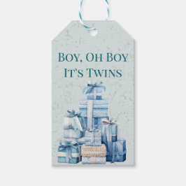 Boho Blue Gifts Twin Boys Baby Shower Presentetikett