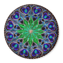Boho Blue Grönt Heart Mandala Magnet