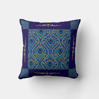 Boho Blue & Guld Dekorativ kudde - Art av Myna