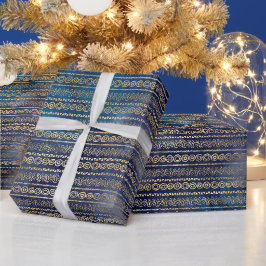 Boho Blue Guld Presentpapper