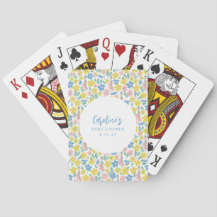 Boho Blue Gult Ditsy Blommigt Anpassningsbar Baby Casinokort
