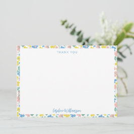 Boho Blue Gult Ditsy Blommigt Anpassningsbar Baby  Tack Kort