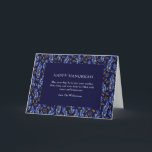 Boho Blue Hanukkah Botanical Custom Blank Folded Helgkort<br><div class="desc">Celebrate the Festival of Lights with this modern Hanukkah card featuring a deep navy background surrounded by hand-painted blue and gold botanical leaves. The elegant layout and heartfelt message create a warm,  timeless design perfect for sending joy and peace to family and friends this Hanukkah season.</div>