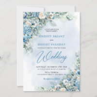 Boho blue hydrangea och kräm ro eucalyptus