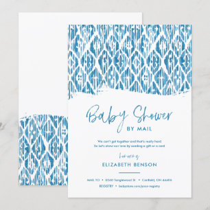 Boho Blue Ikat Baby Shower by Mail Inbjudningar