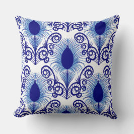 Boho Blue Jewel Tone Peacock Feather Kudde