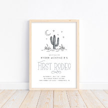 Boho Blue Modern Boys First Rodeo 1:a födelsedagen