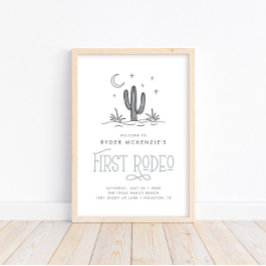 Boho Blue Modern Boys First Rodeo 1:a födelsedagen Poster