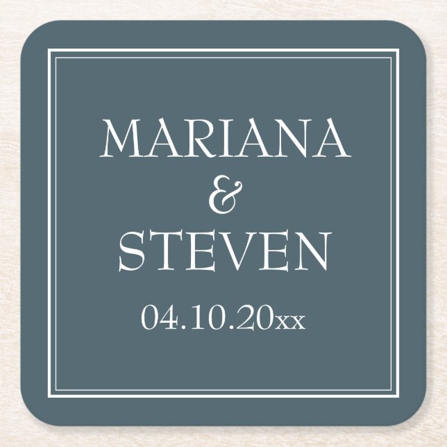 Boho Blue Modern Minimalist Underlägg Papper Kvadrat (Framsidan)