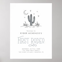 Boho Blue Modern Pojkars Första Rodeo 1-årsfest