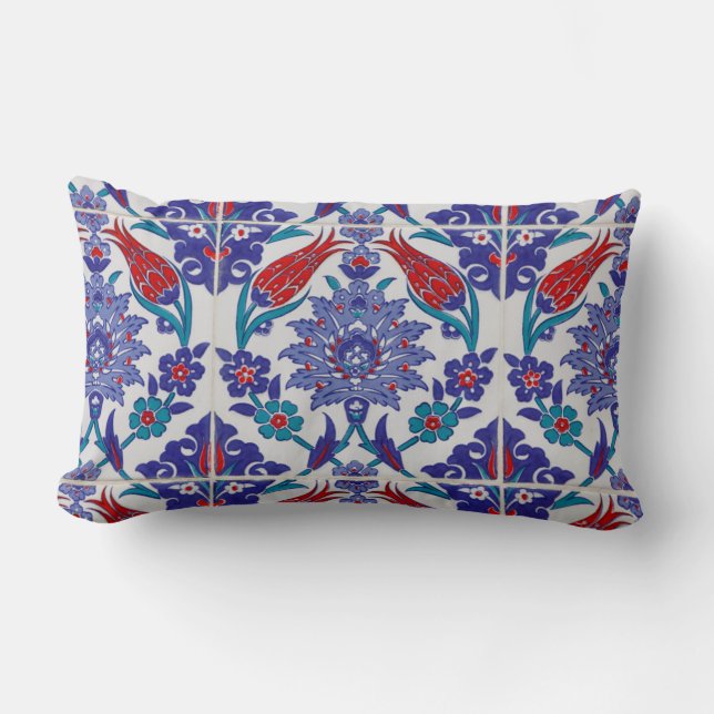 Boho Blue Moroccan Tile Dekorativ kudde (Framsida)
