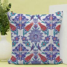 Boho Blue Moroccan Tile Dekorativ kudde