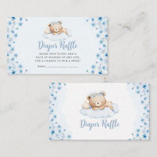 Boho Blue Nalle Baby Shower Diaper Raffle Tilläggskort