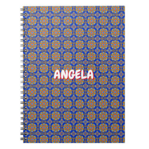 BOHO BLUE ORANGE GEO DESIGN ANTECKNINGSBOK