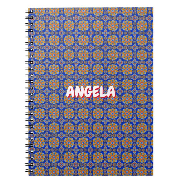 BOHO BLUE ORANGE GEO DESIGN ANTECKNINGSBOK (Framsidan)
