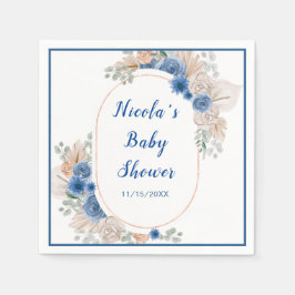 Boho Blue Pampas Grass Baby Shower Pappersservett