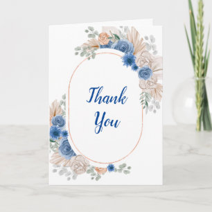 Boho Blue Pampas Grass Birthday Tack Kort