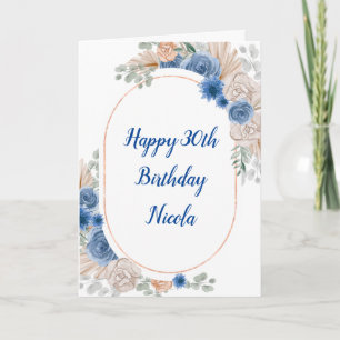 Boho Blue Pampas Grass Kort