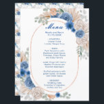 Boho Blue Pampas Grass Meny<br><div class="desc">Menyn Rustic bröllop med vattenfärgat pampasgräs,  torkade växter och grönt. Perfekt för höstfallbröllop. Ord kan ändras till kostym med dina egna uppgifter eller krav</div>