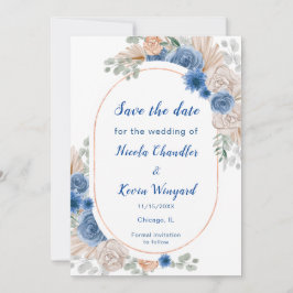 Boho Blue Pampas Grass Save Date Spara Datumet