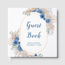 Boho Blue Pampas Grass Wedding Guest Book Gästböcker