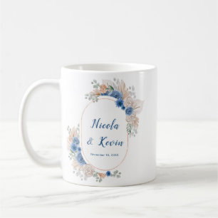 Boho Blue Pampasgräs Bröllop Kaffemugg