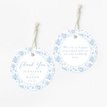 Boho Blue Porcelain Blommigt Bröllop Tack