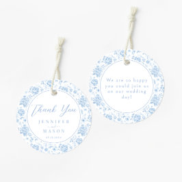 Boho Blue Porcelain Blommigt Bröllop Tack Gåvor Etiketter