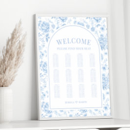 Boho Blue Porcelain Floral Wedding Sittschema Poster