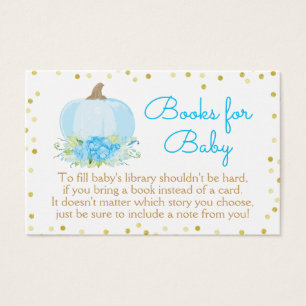 Boho Blue Pumpkin Baby Shower Hämta ett Bok-kort Visitkort