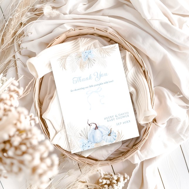 Boho Blue Pumpkin Det är en pojkvän-babyskabokare Tack Kort (Skapare uppladdad)