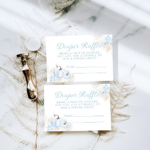 Boho Blue Pumpkin Fall Baby Shower Diaper Raffle Tilläggskort