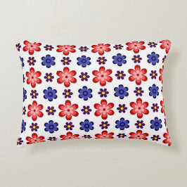 Boho Blue Purple Red Flowers Accent Pillow Prydnadskudde