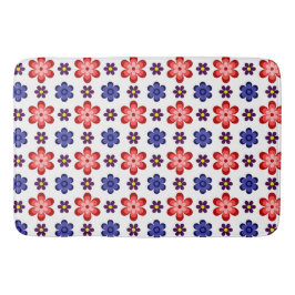 Boho Blue Purple Red Flowers Large Bath Mat Badrumsmatta