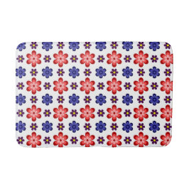 Boho Blue Purple Red Flowers Medium Bath Mat Badrumsmatta