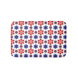Boho Blue Purple Red Flowers Small Bath Mat Badrumsmatta