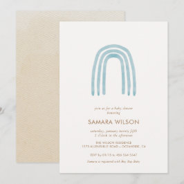 Boho Blue Rainbow Baby Shower-inbjudan Inbjudningar