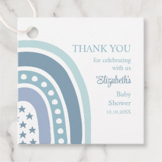 Boho Blue Rainbow Baby Shower Tack Gåvor Etiketter