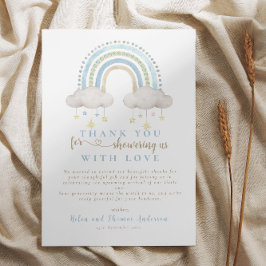 Boho Blue Rainbow Baby Shower Tack Kort