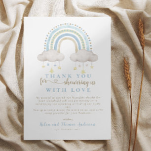 Boho Blue Rainbow Baby Shower Tack Kort