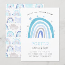 Boho Blue Rainbow Barns födelsedag Party