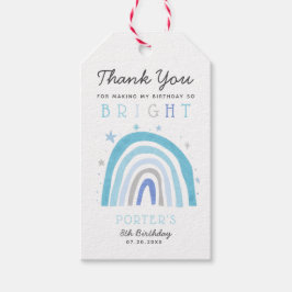 Boho Blue Rainbow Födelsedagsfest So BRIGHT Presentetikett
